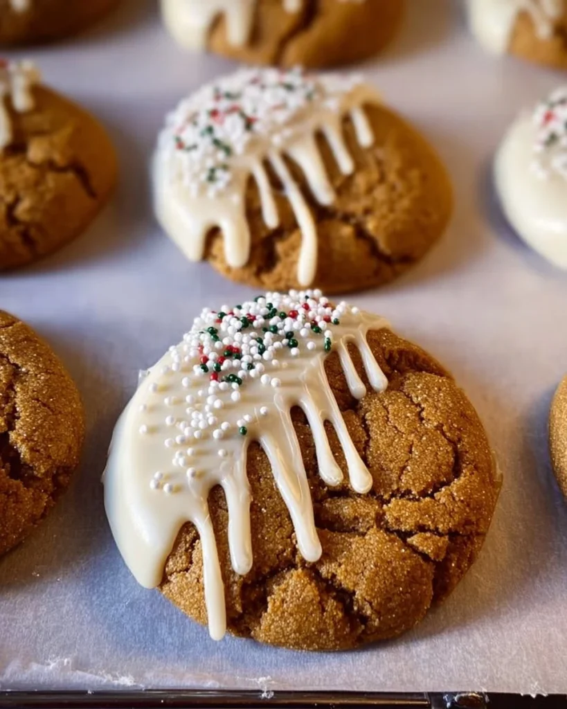 Chewy maple cinnamon cookies with white chocolate on a plate