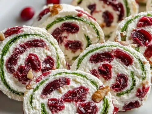 Christmas Cranberry Pinwheels festive appetizer dish