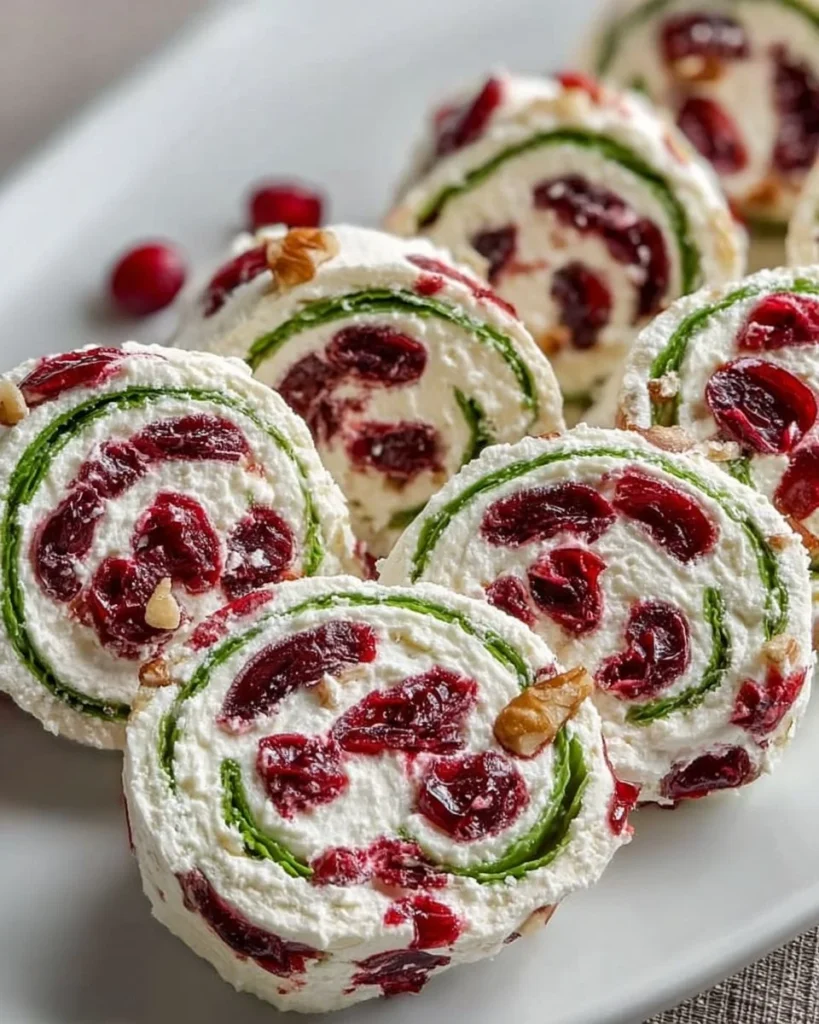Christmas Cranberry Pinwheels festive appetizer dish