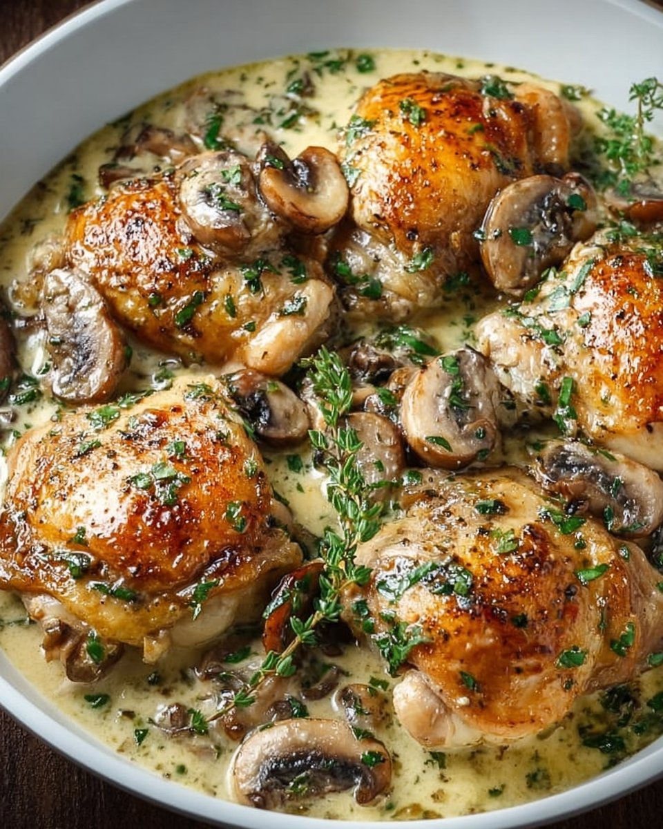 Creamy Garlic Mushroom Chicken Thighs