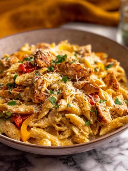One Pot Cajun Ranch Chicken Pasta with vibrant flavors and creamy sauce