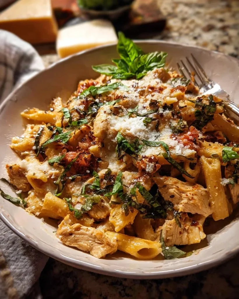 One Pot Marry Me Chicken Pasta recipe with creamy sauce and chicken.