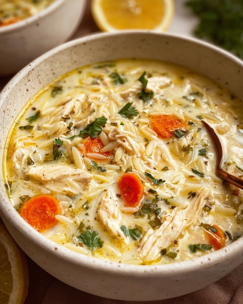 Creamy Lemon Chicken Orzo Soup