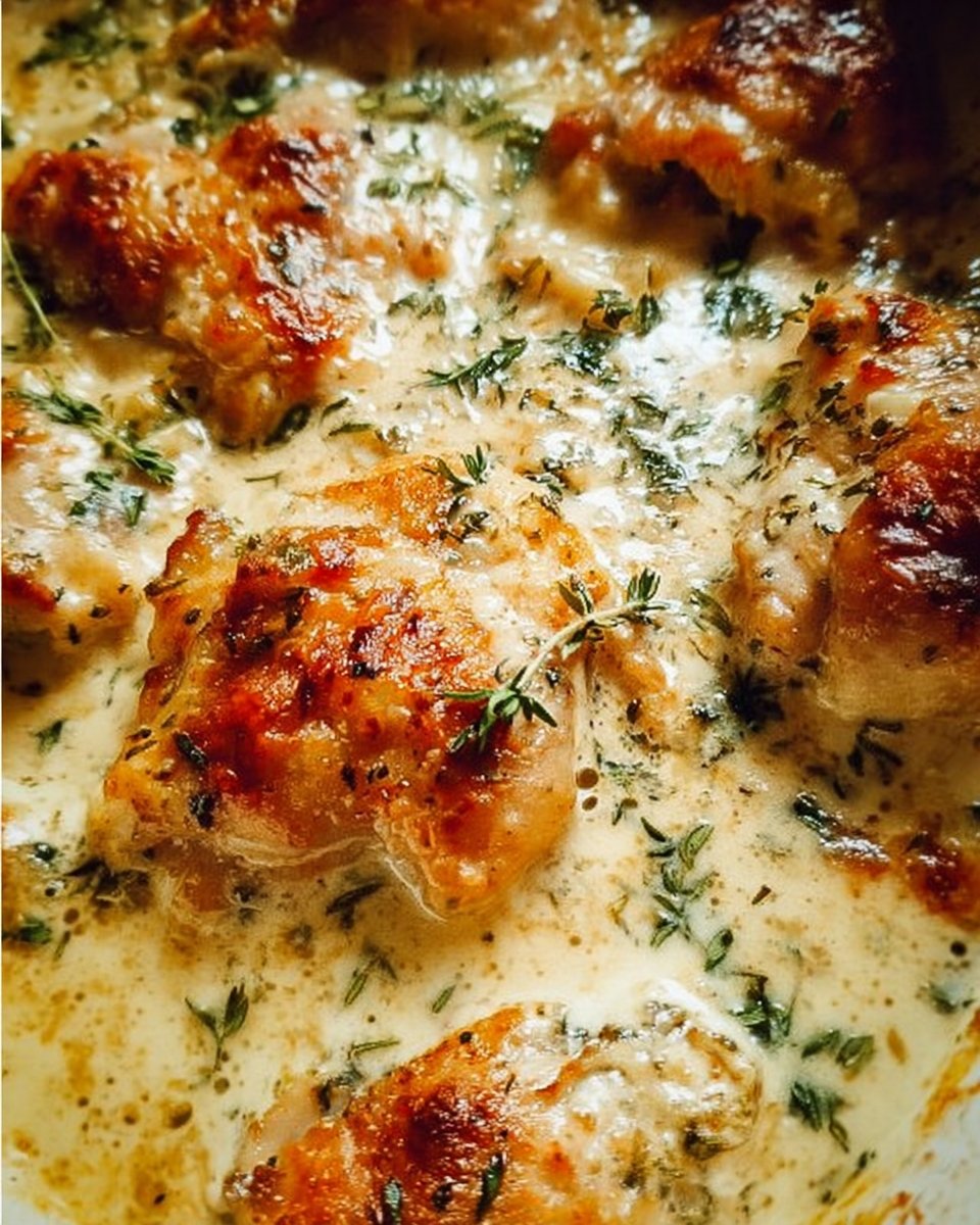 Creamy Oven Baked Chicken Thighs