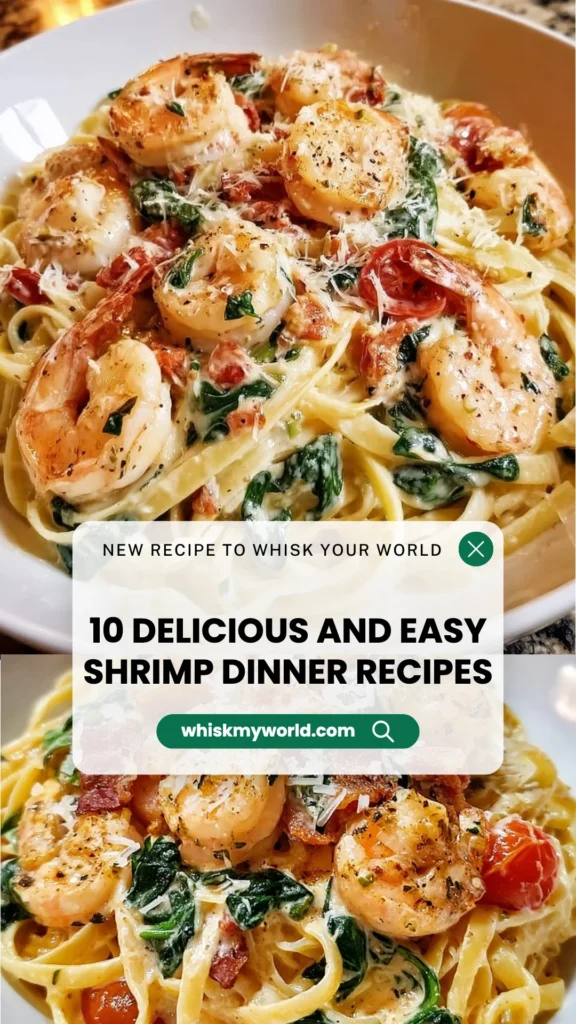 Delicious and easy shrimp dinner recipes displayed on a plate
