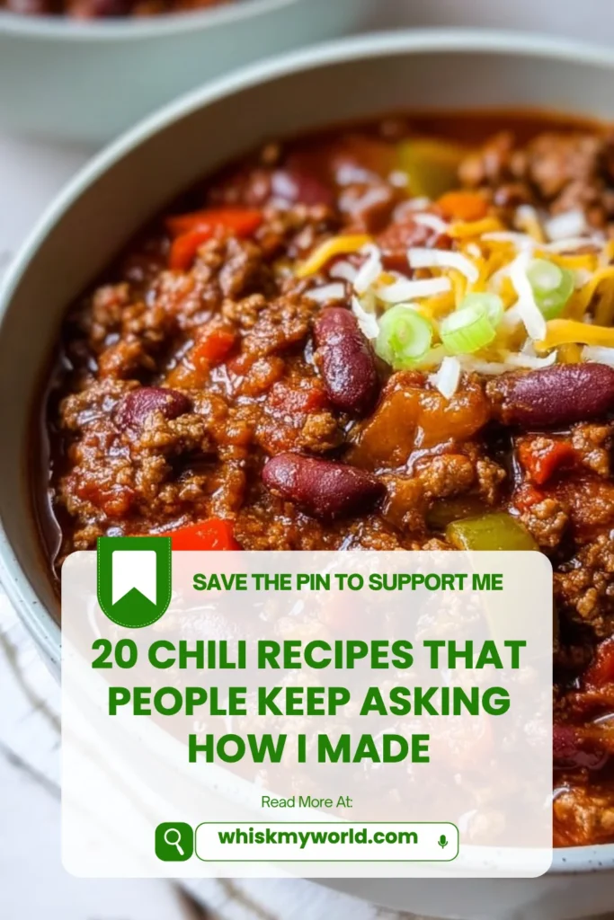 A vibrant spread of 20 chili recipes presented in a colorful array of bowls.