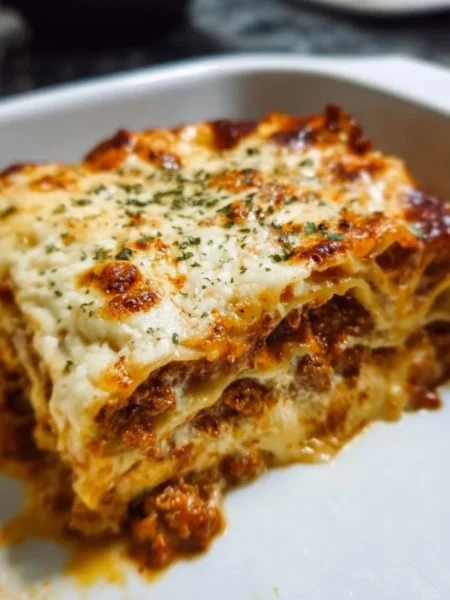Classic Béchamel Lasagna layered with creamy béchamel sauce and rich flavors.