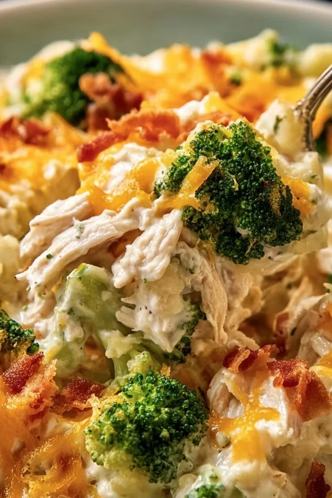 Creamy low carb chicken casserole dish, perfect for healthy meals