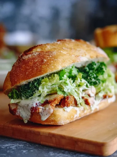 Crispy Chicken Caesar Sandwich with lettuce and parmesan cheese
