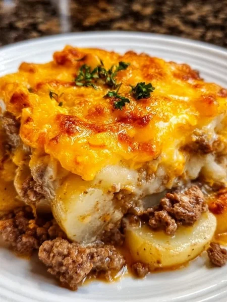 Easy hamburger and potato casserole with five ingredients