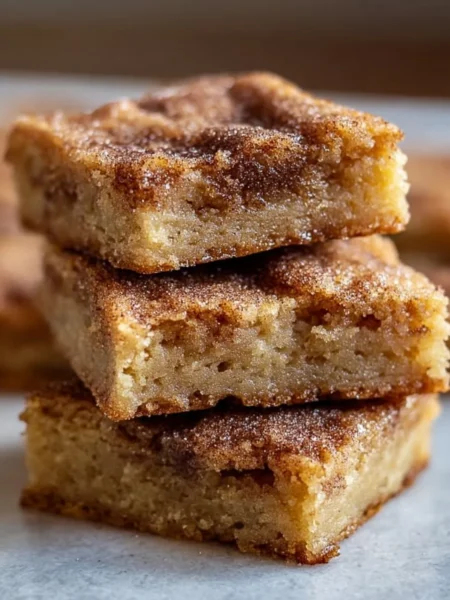 Delicious homemade cinnamon sugar blondies topped with cinnamon sugar sprinkle
