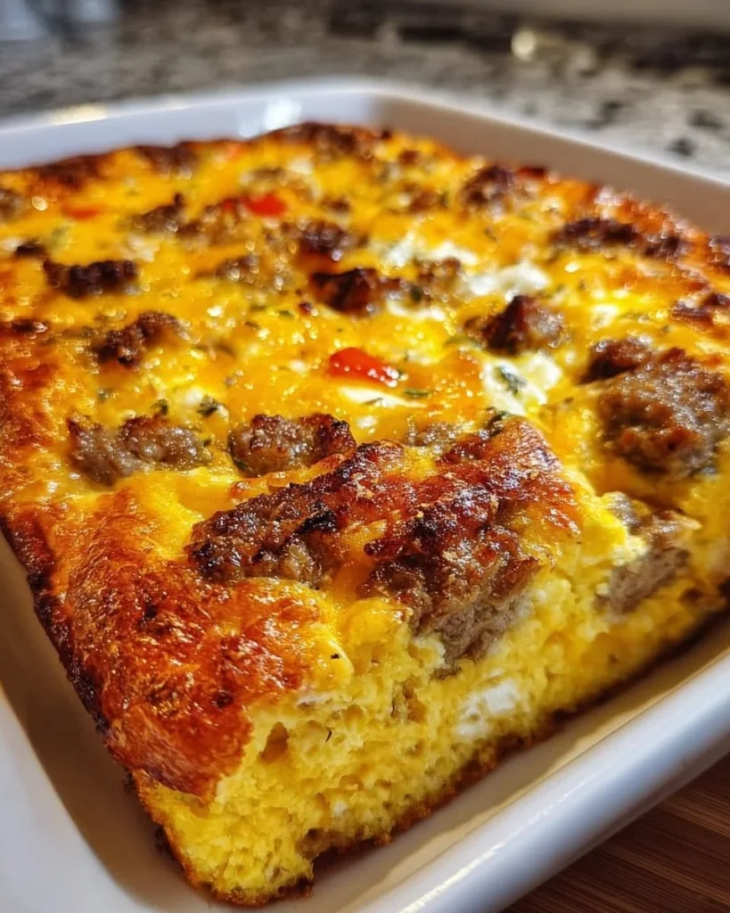 Easy sausage and egg casserole with six ingredients for a tasty breakfast