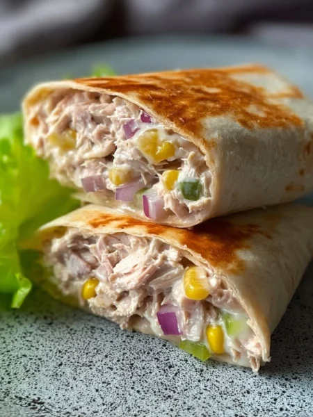 Delicious easy tuna melt wrap ready to take to work or university