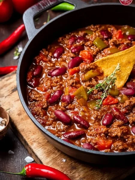Gordon Ramsay's delicious Chili Con Carne with minced beef served in a bowl.