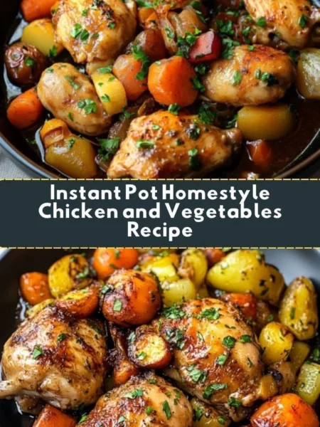 Instant Pot homestyle chicken and vegetables dish ready to serve.