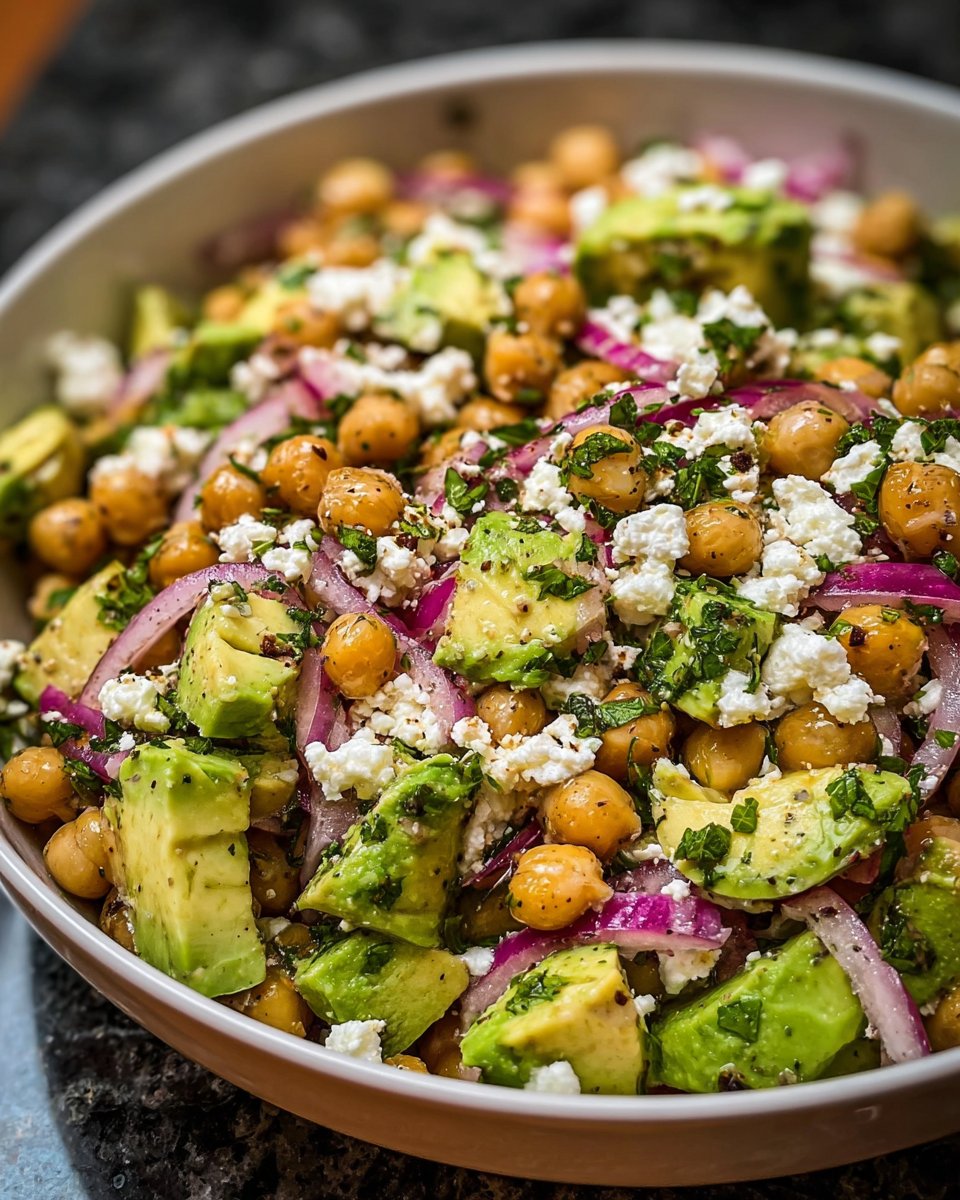Healthy Chickpea Feta Avocado Salad