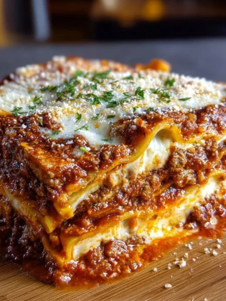 Deliciously layered Million Dollar Italian Lasagna with rich meat and cheese