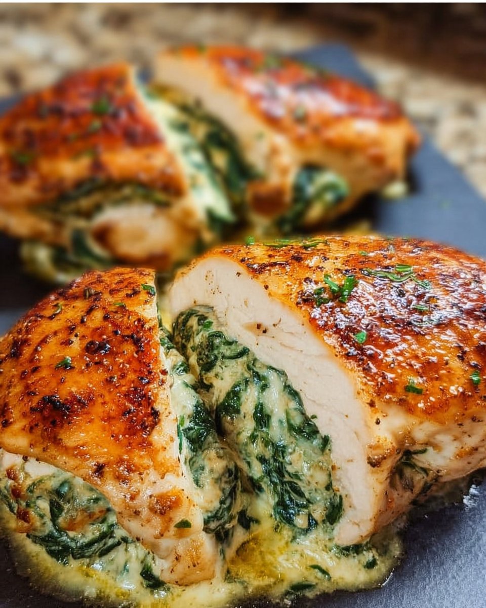 Spinach Stuffed Chicken Breasts - a healthy low carb dinner option!