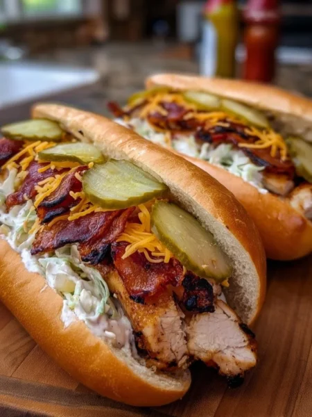 Delicious South Carolina Bird Dog Sandwich served with toppings.