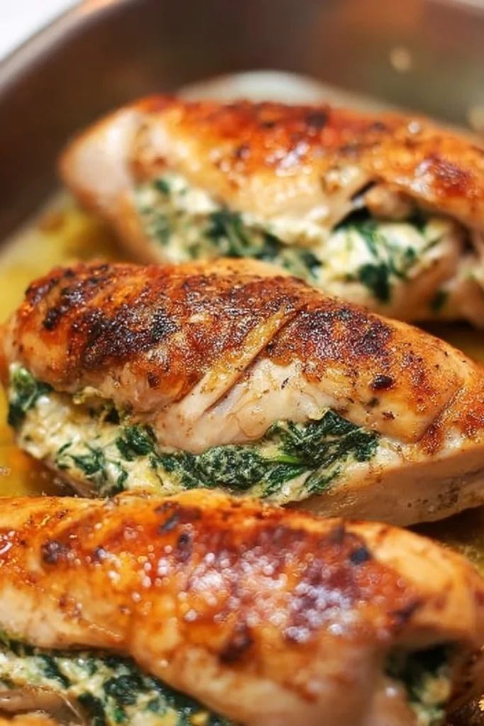 Delicious spinach stuffed chicken breasts ready for a healthy dinner option.