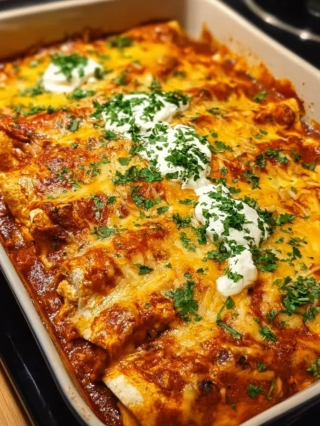 Quick and easy chicken enchiladas topped with cheese and salsa