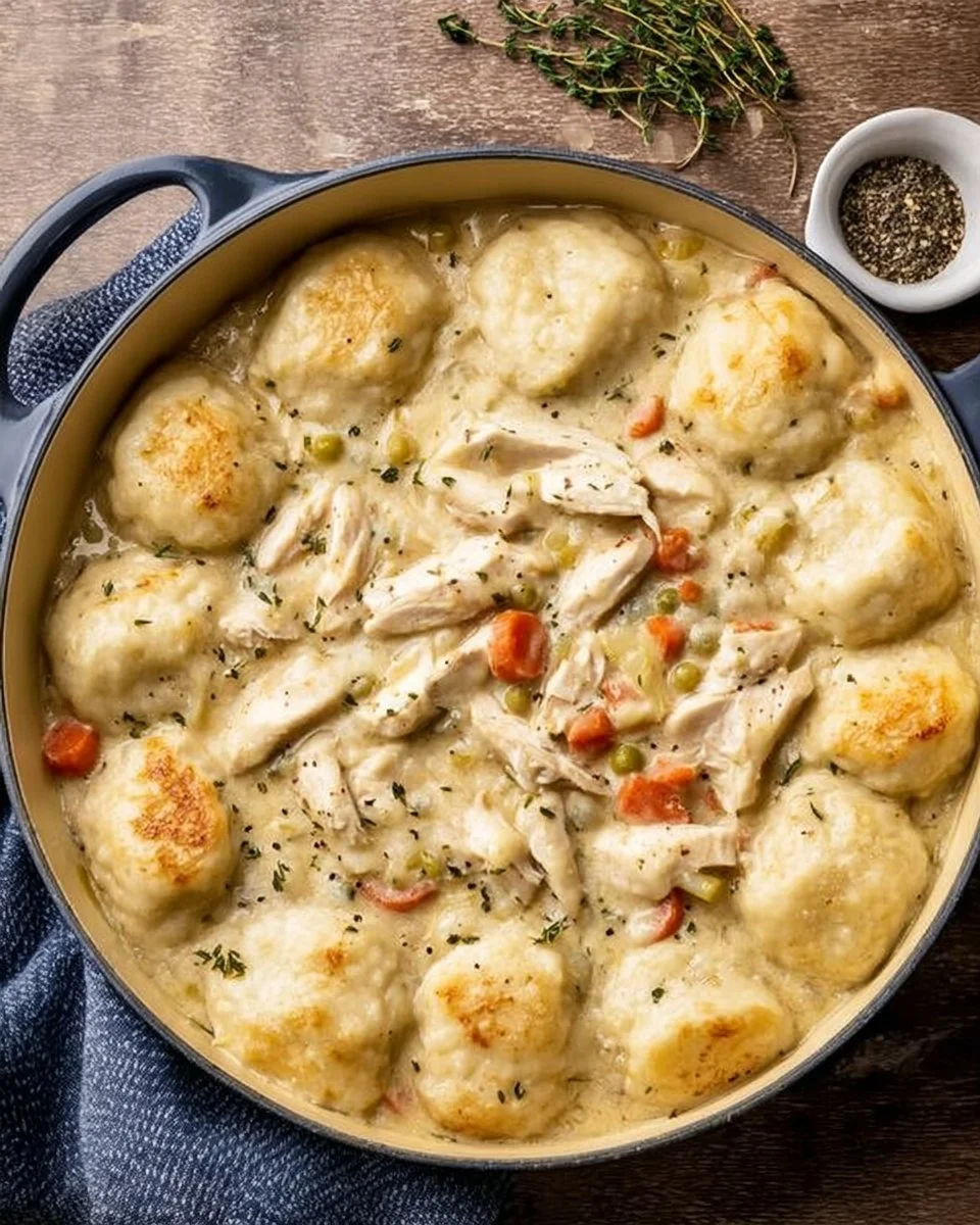 Easy Homemade Chicken and Dumplings with Biscuits