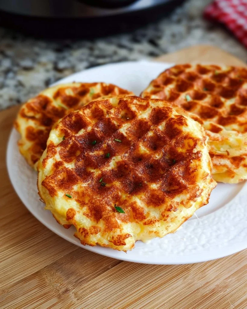 Delicious keto chaffles with toppings on a plate